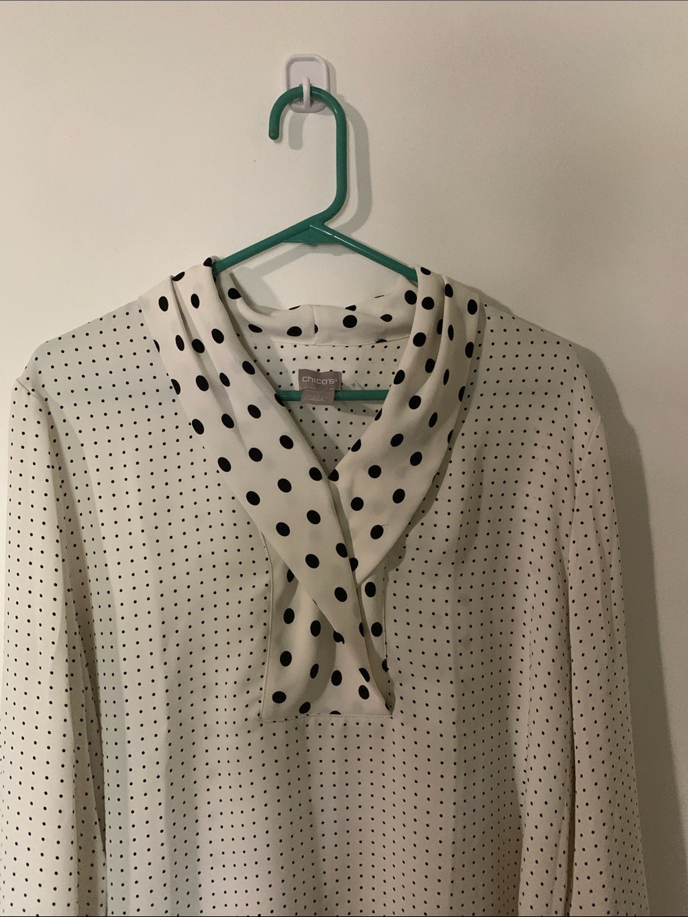 Chico's White Blouse with Black Polka Dots - Picture 5 of 12